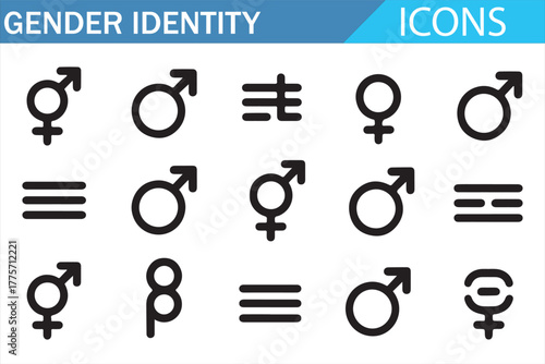 Transgender, Nonbinary, and Gender Symbols Vector Collection
