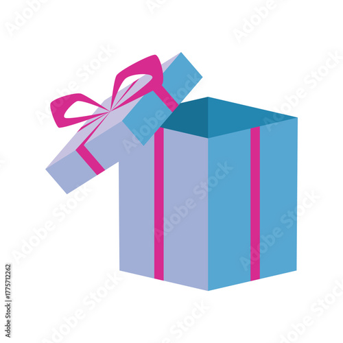 Open gift box with ribbon