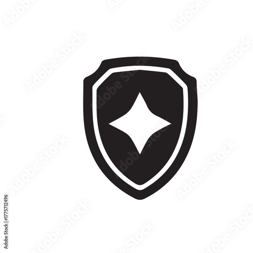 Iconic Shield with Starburst Symbol Protection, Security, and Excellence