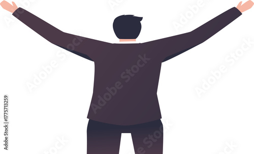 Joyful man celebrating success ,happy person illustration showing freedom and positive emotion