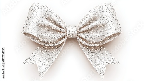Elegant silver glitter bow isolated on a white background