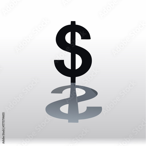 A tiny, single dollar sign is magnified to look enormous, casting a long, ominous shadow across the floor.