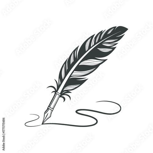 Elegant quill pen sketch with ink flowing capturing a creative moment