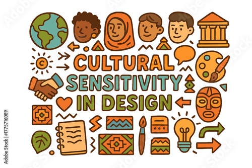 Cultural Design Doodle. Cultural Sensitivity in Design. Hand-drawn doodle illustration of cultural sensitivity