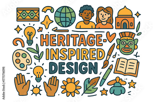 Heritage-Inspired Design Illustration. Heritage-Inspired Design. Hand-drawn doodle illustration of