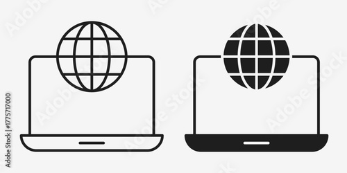 Minimal AI simulation core icon featuring a central node with orbiting data points in a clean mono-line style, representing virtual modeling, system simulation, and AI-driven processes.