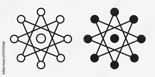 Minimal neural pattern icon with interconnected nodes and lines, designed in a sleek mono-stroke style for modern AI and tech interfaces.