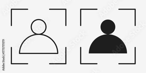 Minimal smart recognition icon created in clean line style, optimized in AI format. Presents intelligent detection and recognition features suitable for apps, automation tools, and modern tech.