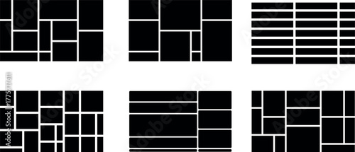Geometric patterns background design with rectangles and squares in monochrome