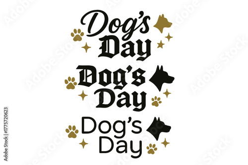 Dog's Day Calligraphy. Dog’s Day. Create a calligraphy lettering illustration of the phrase: Dog’s Day. Render