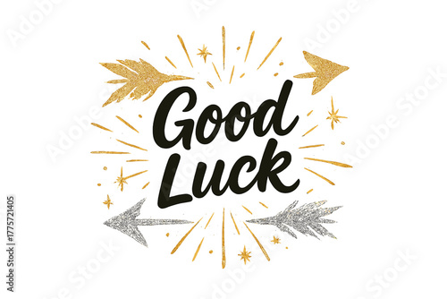 Golden Arrows and Sparks. arrows, and spark trails in gold or silver; lettering black (#000). Transparent