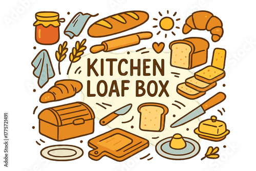Kitchen Loaf Box Illustration. Kitchen Loaf Box. Hand-drawn doodle illustration of kitchen loaf box. Loaf of