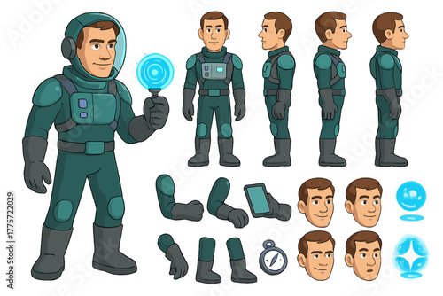 Multiverse Explorer Character Design. Cartoon realistic vector illustration, Character constructor style,
