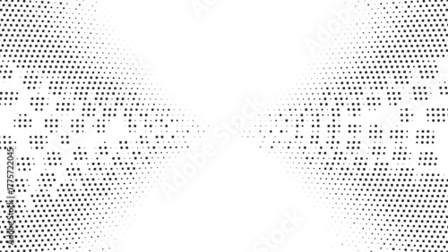 Dynamic halftone dot tunnel background, abstract geometric pattern fading into light, modern digital texture design, futuristic perspective illusion, minimal gradient concept art