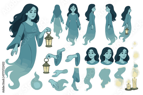 Ethereal Spirit Illustration. Cartoon realistic vector illustration, Character constructor style, isolated