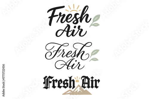 Fresh Air Calligraphy. Fresh Air. Create a calligraphy lettering illustration of the phrase: Fresh Air. Render