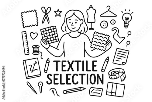 Textile Selection Doodle. Textile selection. Hand-drawn doodle illustration of textile selection. In the