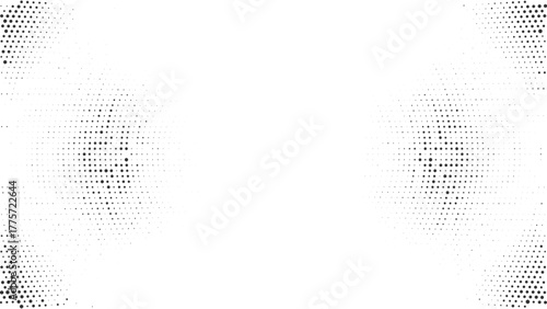 Halftone twin focus abstract pattern, black dotted gradient texture, modern minimal digital background, symmetrical optical illusion, artistic geometry and clean motion