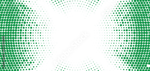 Green halftone tunnel abstract background, geometric dots pattern with light gradient, modern digital texture design, perspective illusion for technology concepts