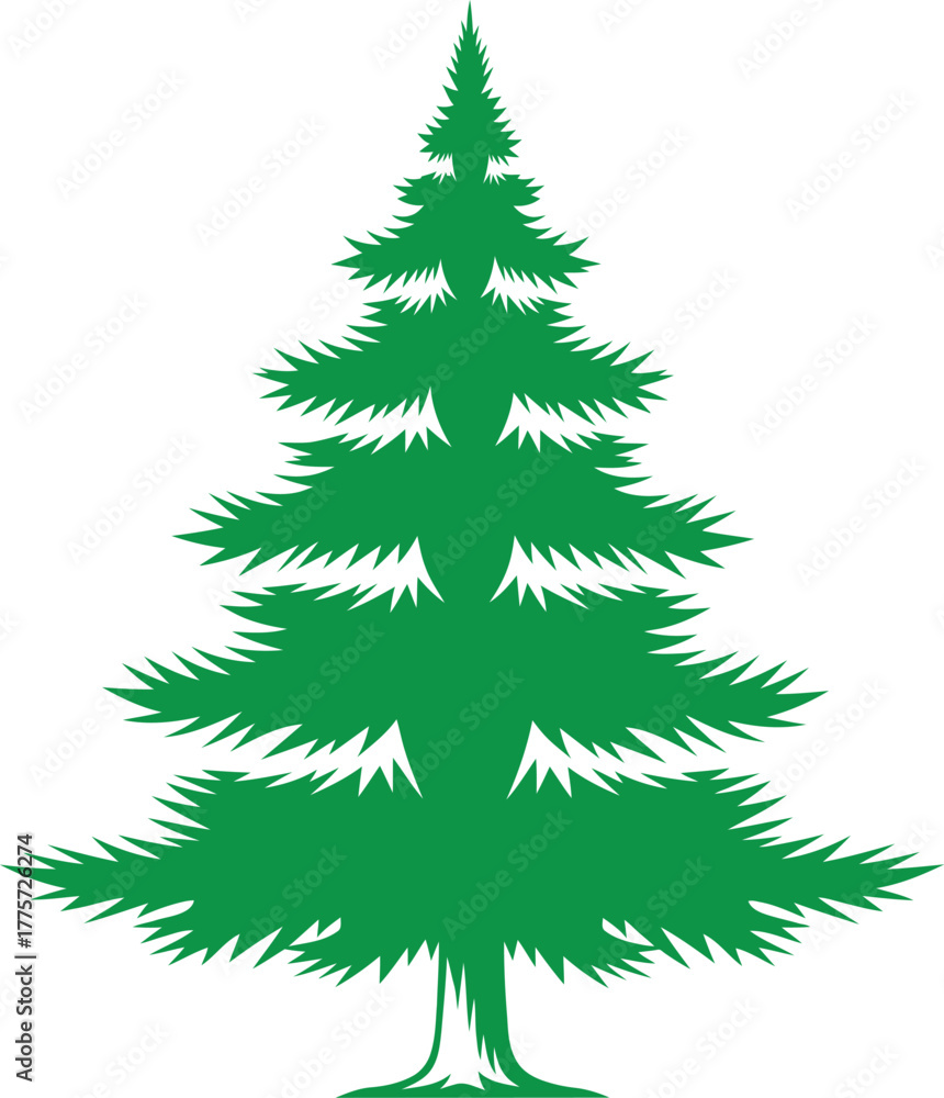 Fototapeta premium Vector illustration set of green evergreen Christmas trees isolated on white for your holiday design and decoration