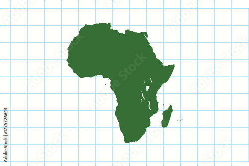 Africa map silhouette green continent geography exploration vector