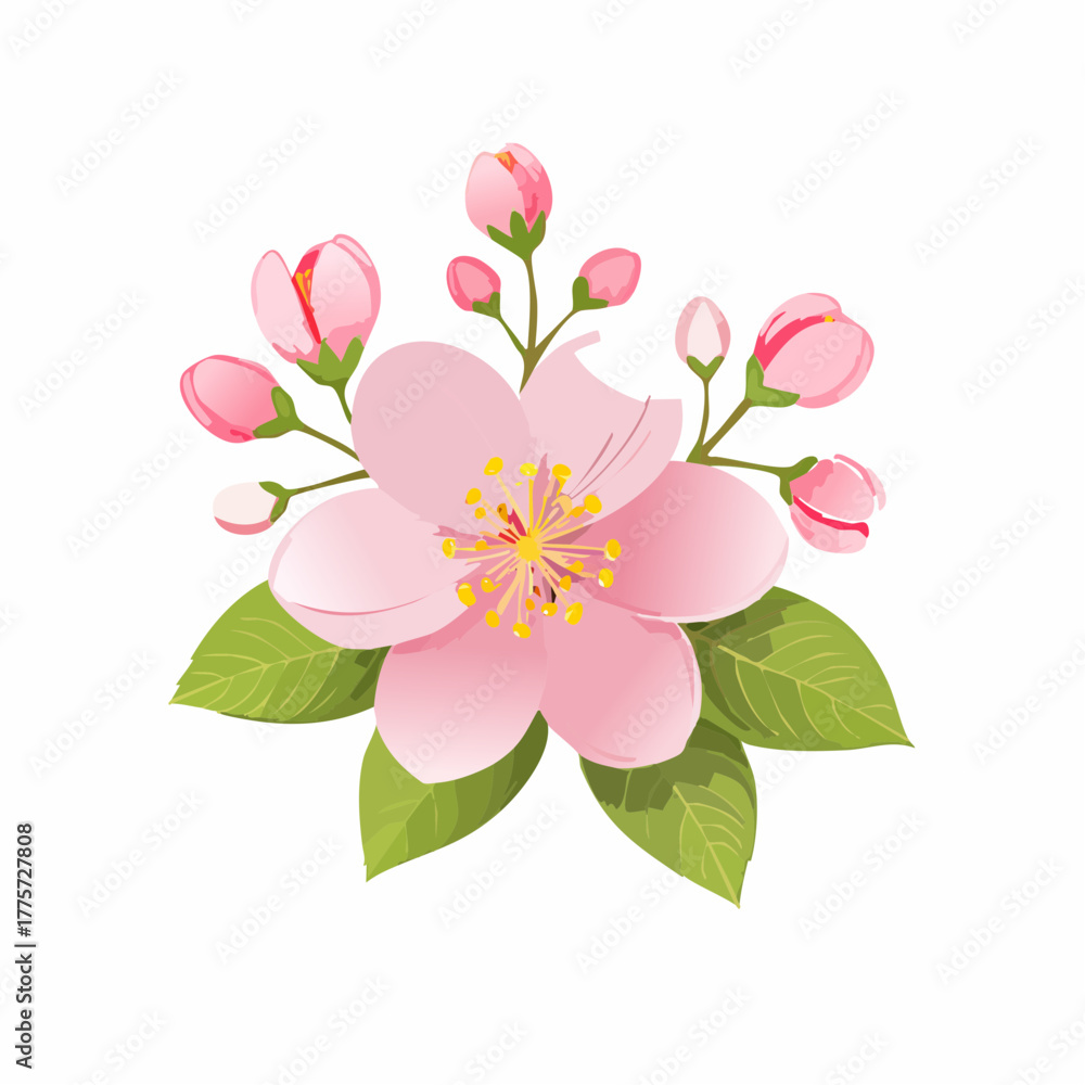Fototapeta premium Delicate Pink and White Floral Arrangement with Green Leaves and Buds.