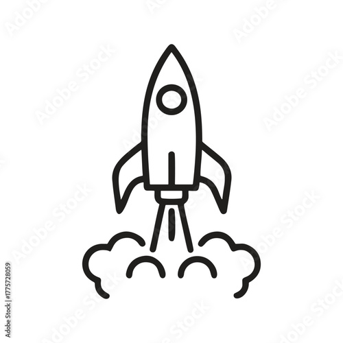 Vintage cartoon vector illustration of a toy rocket ship launching into space