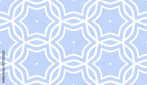 Abstract Seamless Geometric Hexagons Light Blue Pattern. 