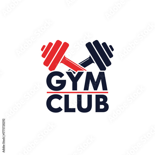 Dynamic Gym Club Logo Design with Contrasting Dumbbells Power
