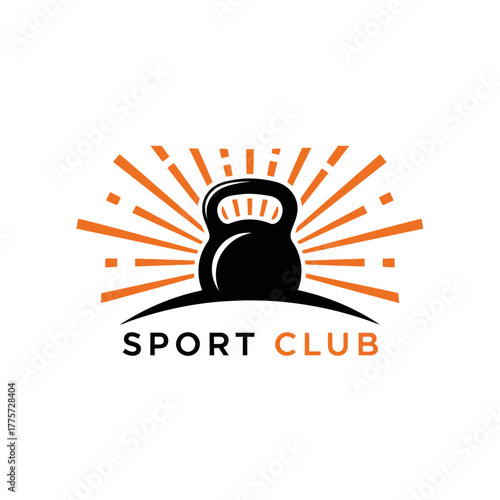 Strong kettlebell club emblem design idea for fitness training