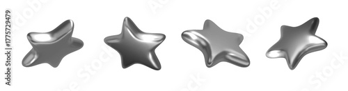 Silver 3D star isolated. Christmas, birthday, anniversary, party, significant date design element PNG.