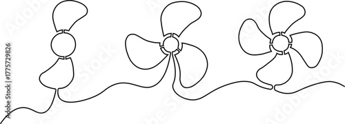 One line fan illustration continuous line art of cooling 
device for modern minimalist design concepts