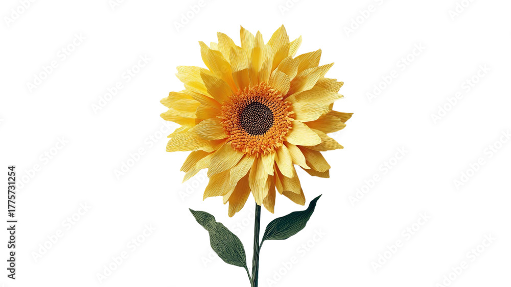 Naklejka premium PNG of A vibrant sunflower showcasing its bright yellow petals against a clean background, symbolizing warmth and positivity.