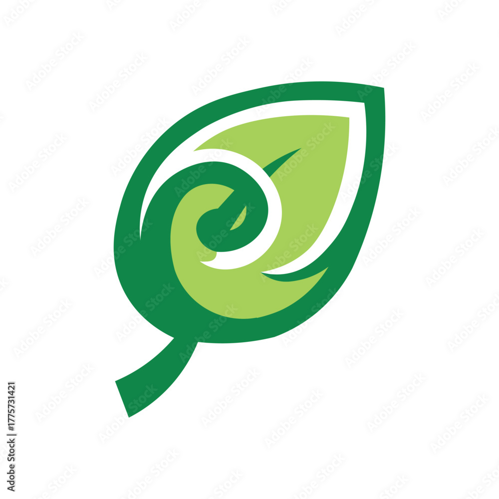 Fototapeta premium Leaf Symbol: A beautifully rendered leaf with an intricate, swirling design in shades of green. Evokes feelings of freshness, growth, and the beauty of nature.