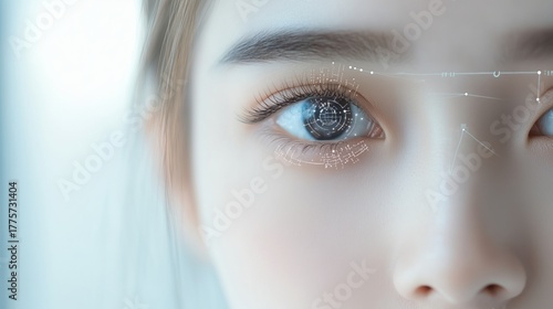 A close-up of an eye with digital overlays represents advanced biometric technology and security. The image highlights innovation, identity verification, and futuristic precision.