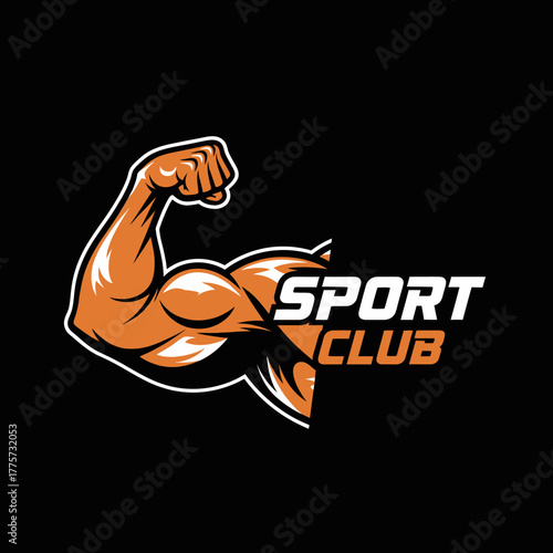 Dynamic Bicep Fitness Icon for Sport Club with Athletic Energy