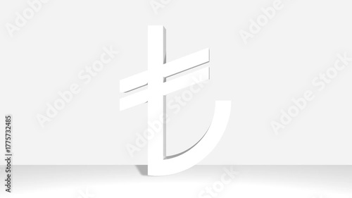 Perspective projections 3d Turkish lira Sign character model icons on white background.  High detailed 3d Turkish lira character. Animated Video