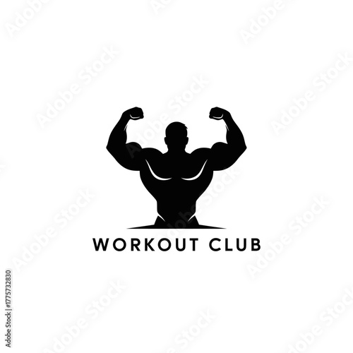 Strong silhouette for workout club: modern fitness emblem design