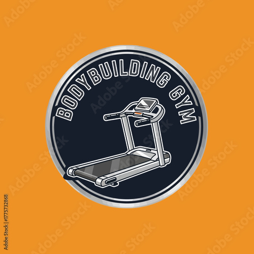 dynamic fitness logo design featuring a treadmill for strength and health