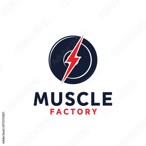 Dynamic fitness brand identity with powerful bolt icon and weight element