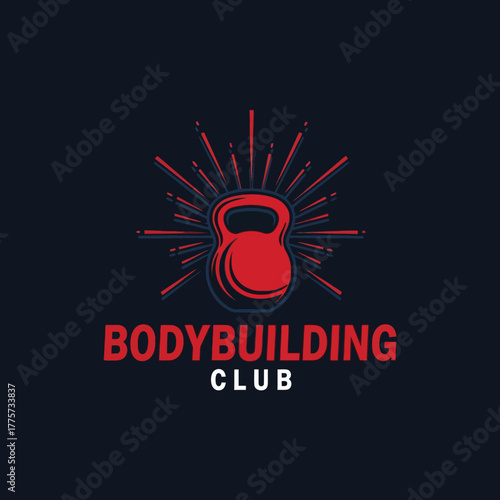 Retro gym emblem with kettlebell for fitness and strength training