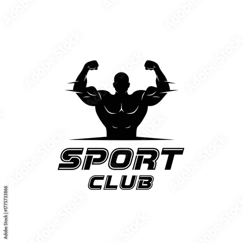 Strong athletic human silhouette for fitness and gym club branding