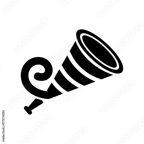 Herald Horn Icon Black Silhouette Simple Design Element Celebration Announcement