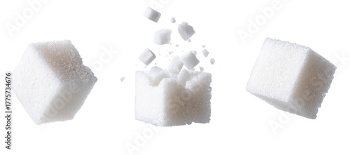 Sugar cubes, some scattered