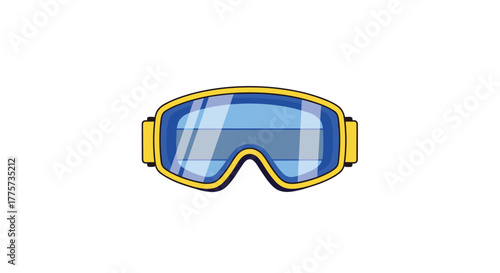 Bold and stylish ski goggles in yellow and blue, symbolizing winter sports and outdoor adventures on a pristine white background.