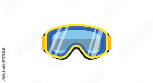 Bold and eye-catching ski goggles in vibrant yellow and blue, signifying adventure and protection for winter sports enthusiasts and outdoor activities.