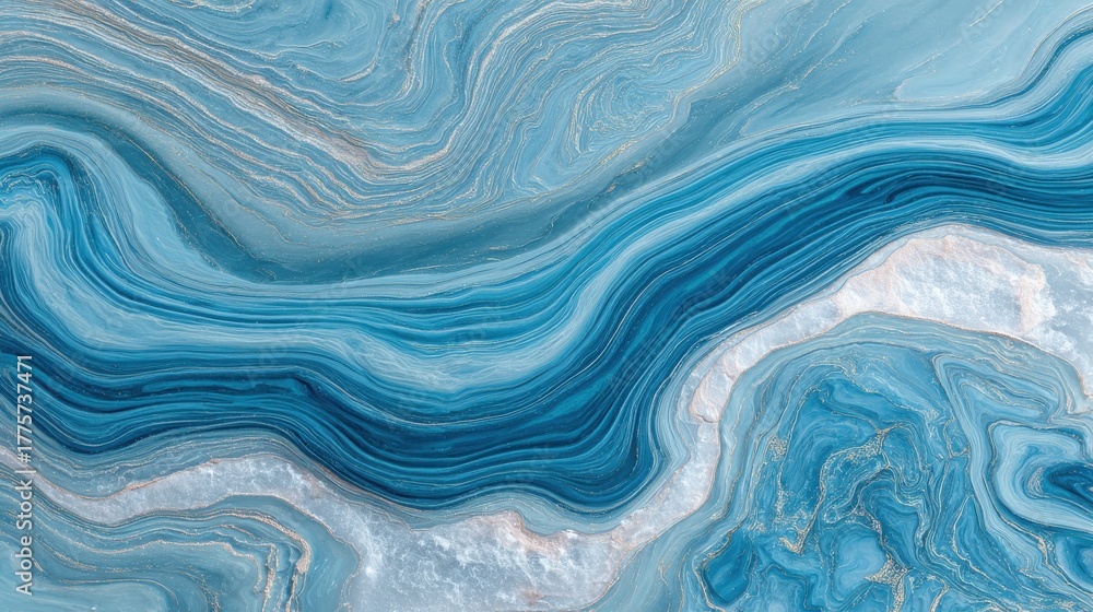 Fototapeta premium Blue and white marble texture background with abstract pattern and swirls