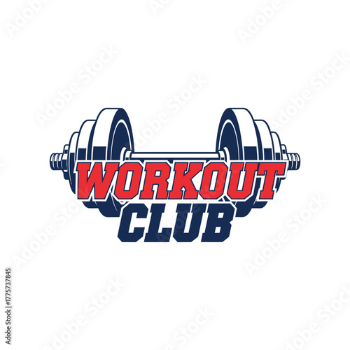 dynamic barbell emblem for workout club or fitness center brand identity