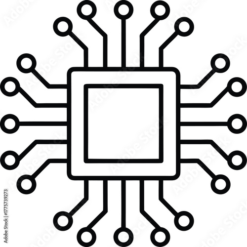 Computer Main Micro Chip Board Central Processing Unit Digital Technology System Vector Illustration