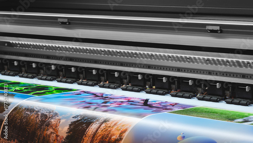 Bild auf Leinwand Industrial printing modern digital inkjet printer Industrial printing modern dig
